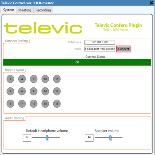 Televic Confero 360ソフトウェアのスクリーンショット