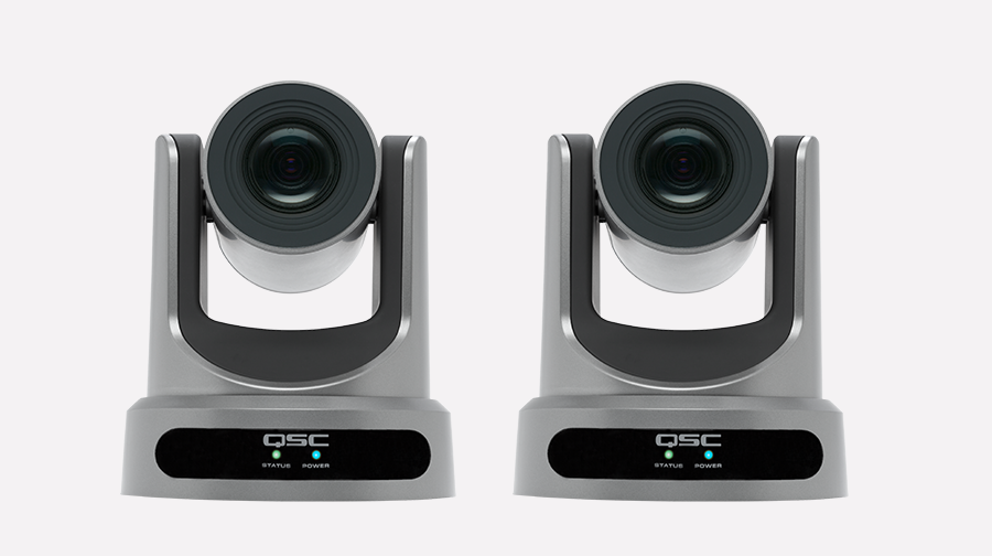 2 台の Q-SYS PTZ-IP シリーズ PTZ カメラの正面図