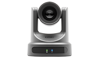 Front view of a Q-SYS NC-12x80 PTZ Camera