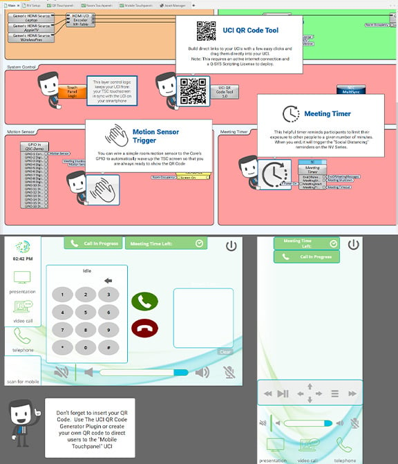 ソーシャルディスタンシングロジックを備えたQ-SYS Designer Softwareのショーケース