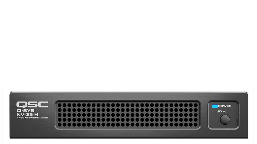 Q-SYS NV-32-H （コア機能搭載） プロセッサーの正面図
