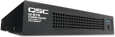 Front left-angeled view of a Q-SYS Core Nano