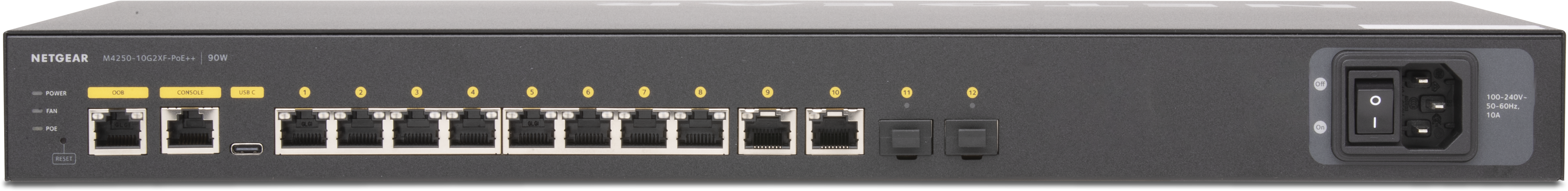 Q-SYS NS10-720++ネットワークスイッチ（背面）