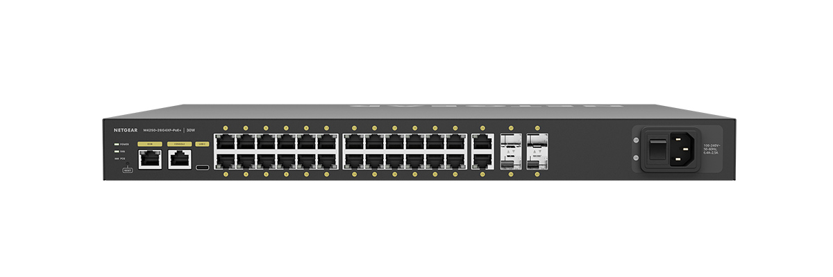 Q-SYS NS26-480+ ネットワークスイッチ （背面）