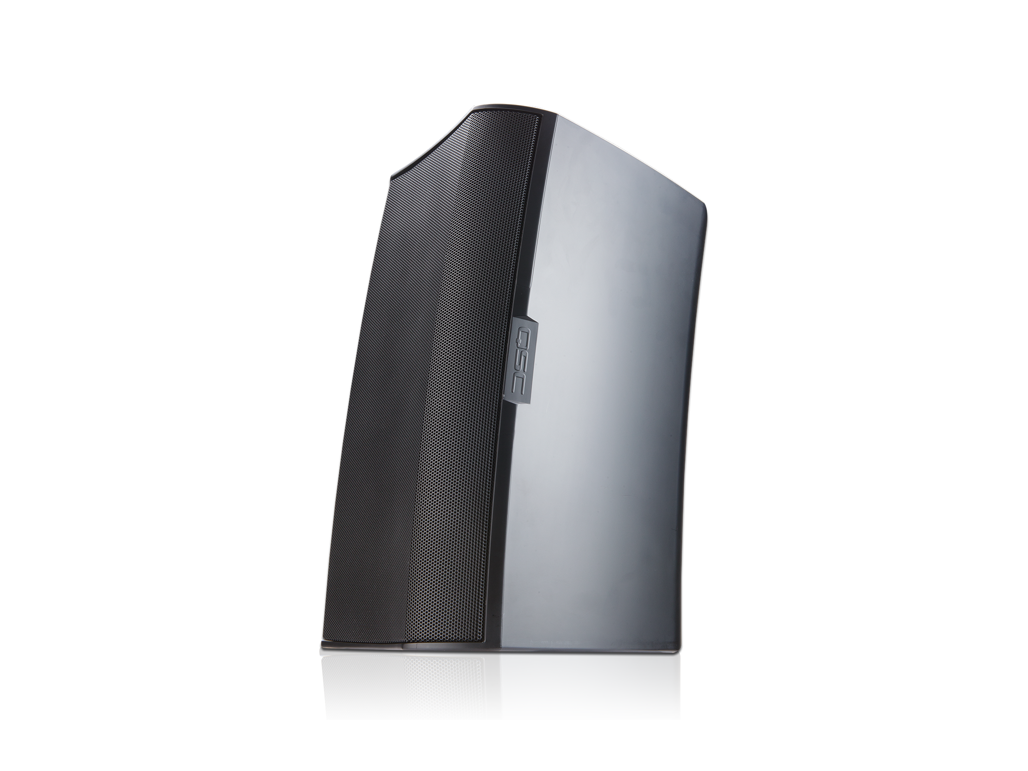 Front Left Angle Image of the Black AD- S10T Loudspeaker with Grille