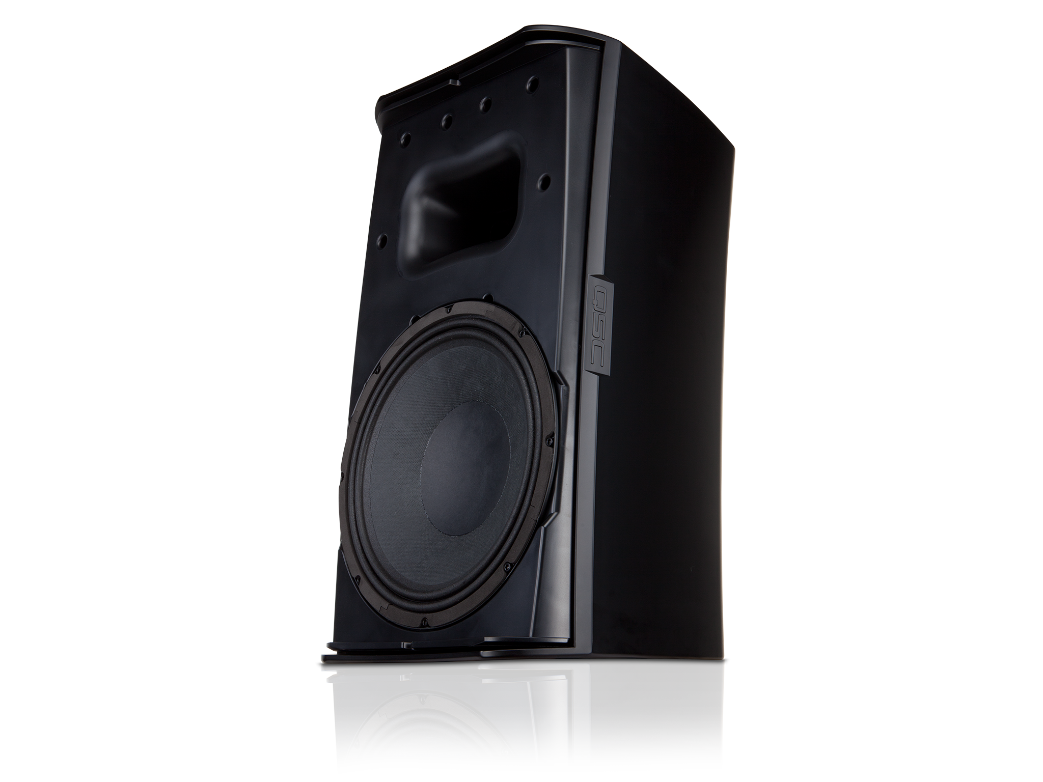 グリルなしのブラックAD - S112swスピーカーのフロント左角度付き画像1イメージ