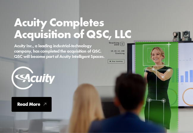 バナーテキスト： Acuity BrandsがQSC、LLEの買収を完了産業技術大手のAcuity Brands, Inc.がQSCの買収を完了しました。QSCはAcuity Intelligent Spacesの一部になります。AcuityBrands続きを読む 