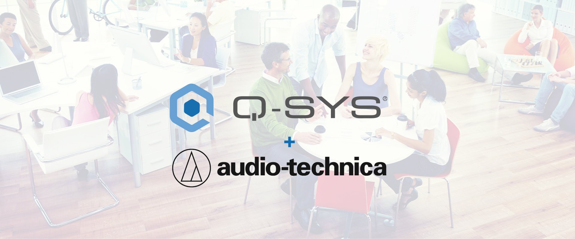 Q-SYS、およびAudio-Technicaのロゴ